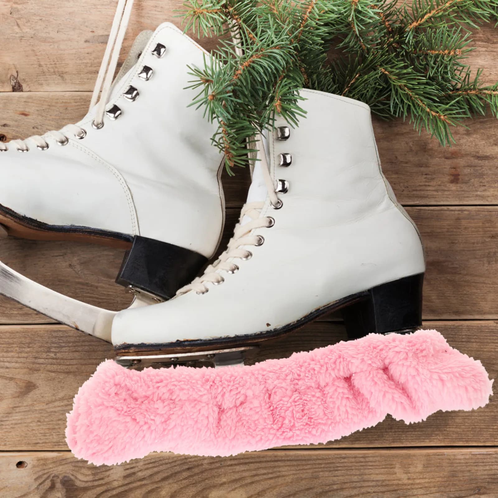 2 paia di protezioni elastiche per pattini, protezioni spesse e assorbenti che assorbono l'acqua, per pattini da hockey su ghiaccio, colore rosa chiaro, taglia S