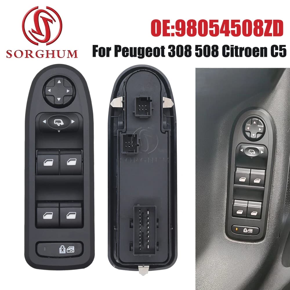 SORGHUM Finestra Interruttore Sollevatore Pulsante Controller Accessori 6490.QY Per Peugeot 308 508 2007-2013 Citroen C5 2008-2013 98054508 ZD