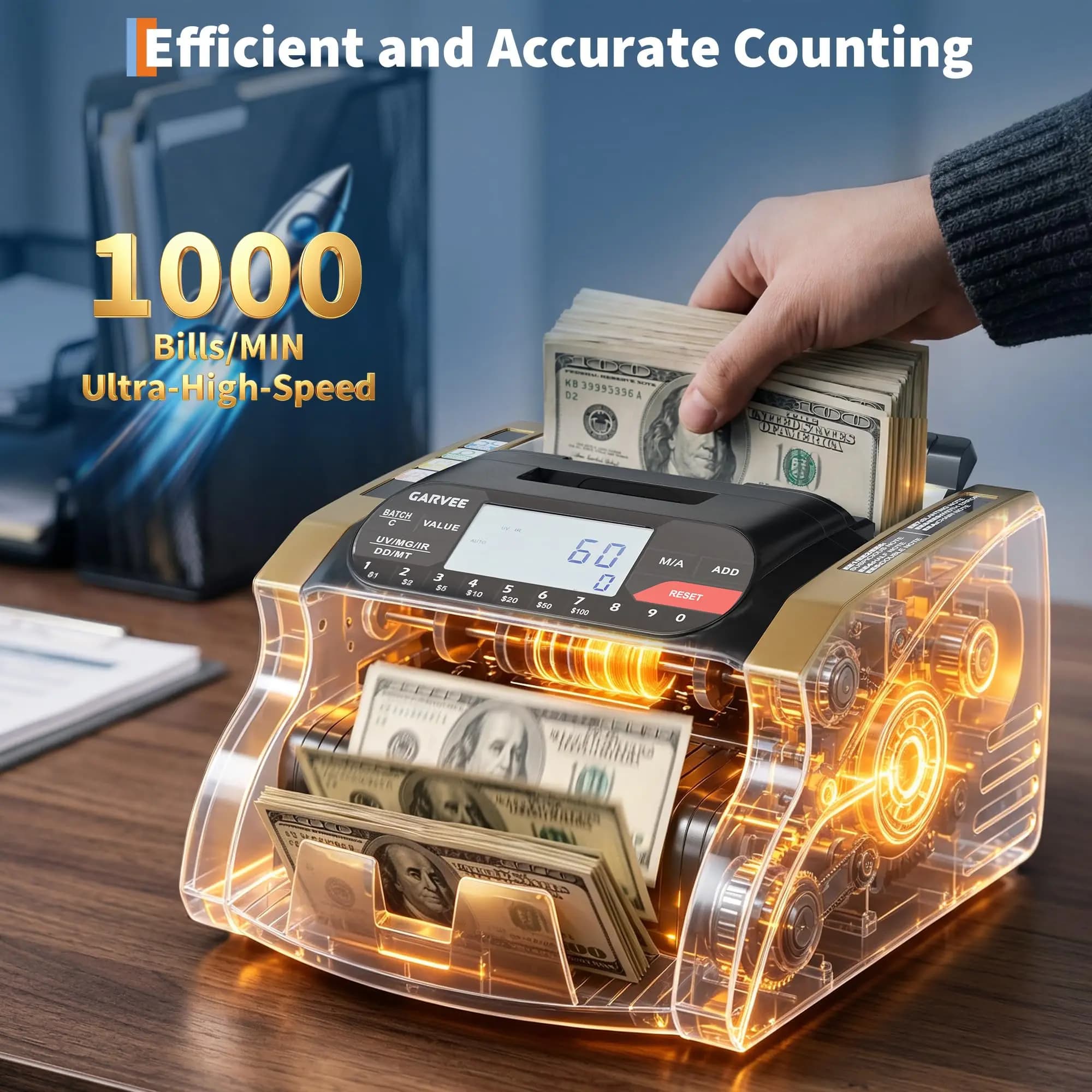 Professional Money Counter Machine With UV MG IR DD MT Detection Value Counting Mixed Denomination Support Add And Batch Modes Auto Manual LCD Display Portable Currency Counter