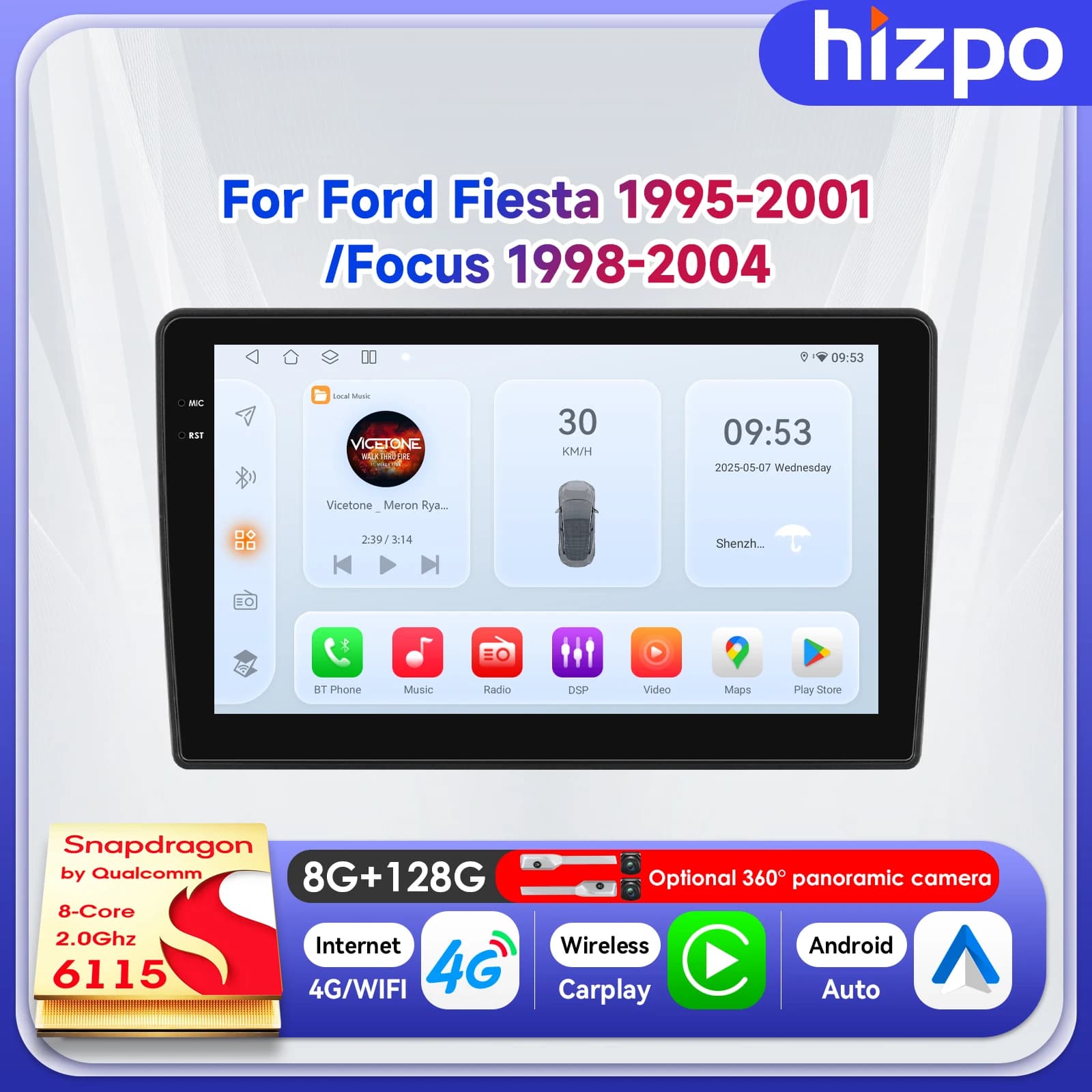 Hizpo 9" 2din Multimedia per Renault Duster 2010 - 2015 Nissan Terrano 3 2014 - 2022 Navigazione Wireless Carplay Android Auto 4G