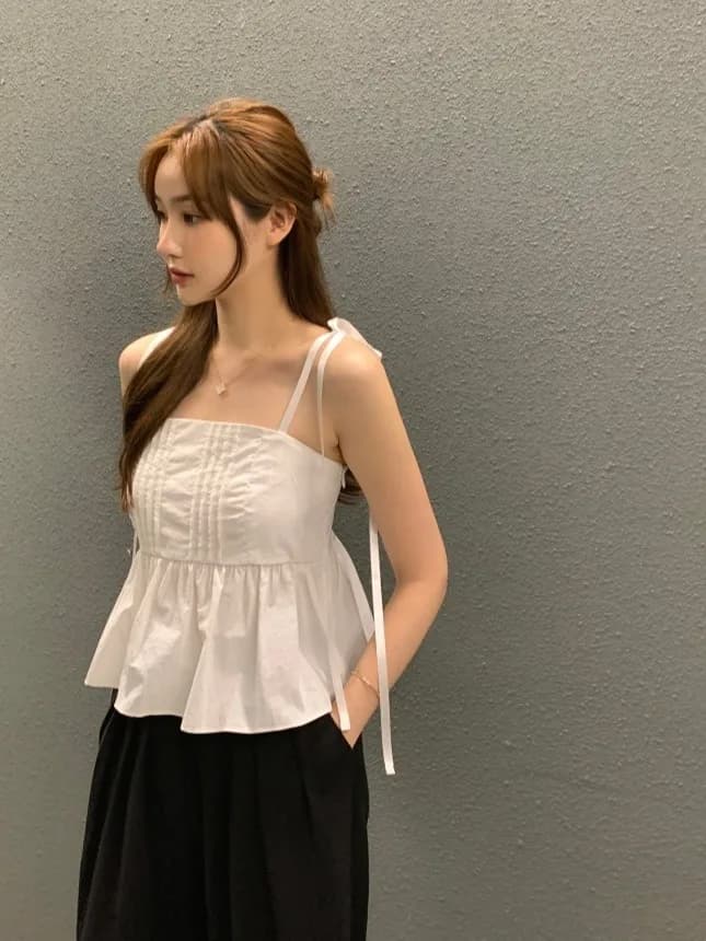 Summer New Sweetheart Strap Vest Top Women's Chic Personality Slimming Belted Carefully Designed Fashionable Square Collar