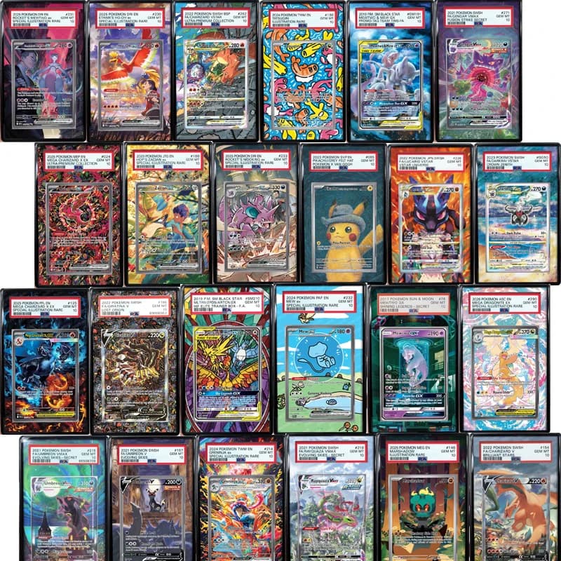 PTCG Anime Card Extended Art Acrylic PSA Display Case For Umbreon Oricorio Charizard Dragonite Collection Card Storage Box