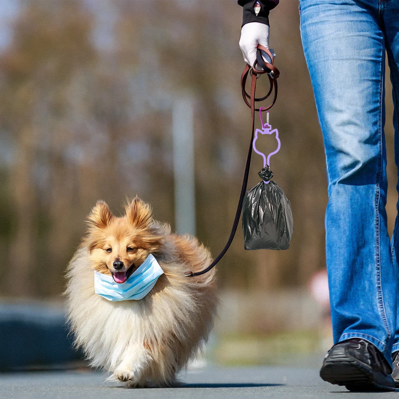 Set di 8 Porta Sacchetti per Escrementi di Animali Domestici, Clip Fissaggio Resistente per Guinzaglio, Accessori Riutilizzabili per Passeggiate con Cani