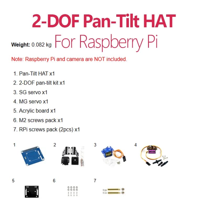 Modulo Pan-Tilt a 2 Gradi di Libertà per Raspberry Pi con Sensore di Intensità Luminosa, Interfaccia I2C, Chip PWM PCA9685, Sensore di Luce TSL2581