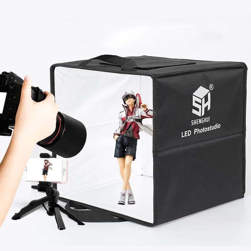 30 cm Fotografia da tavolo Lightbox Desktop portatile Photo Studio Anello LED Light Box 5pc Sfondi colorati Scatola per tenda da tiro morbida