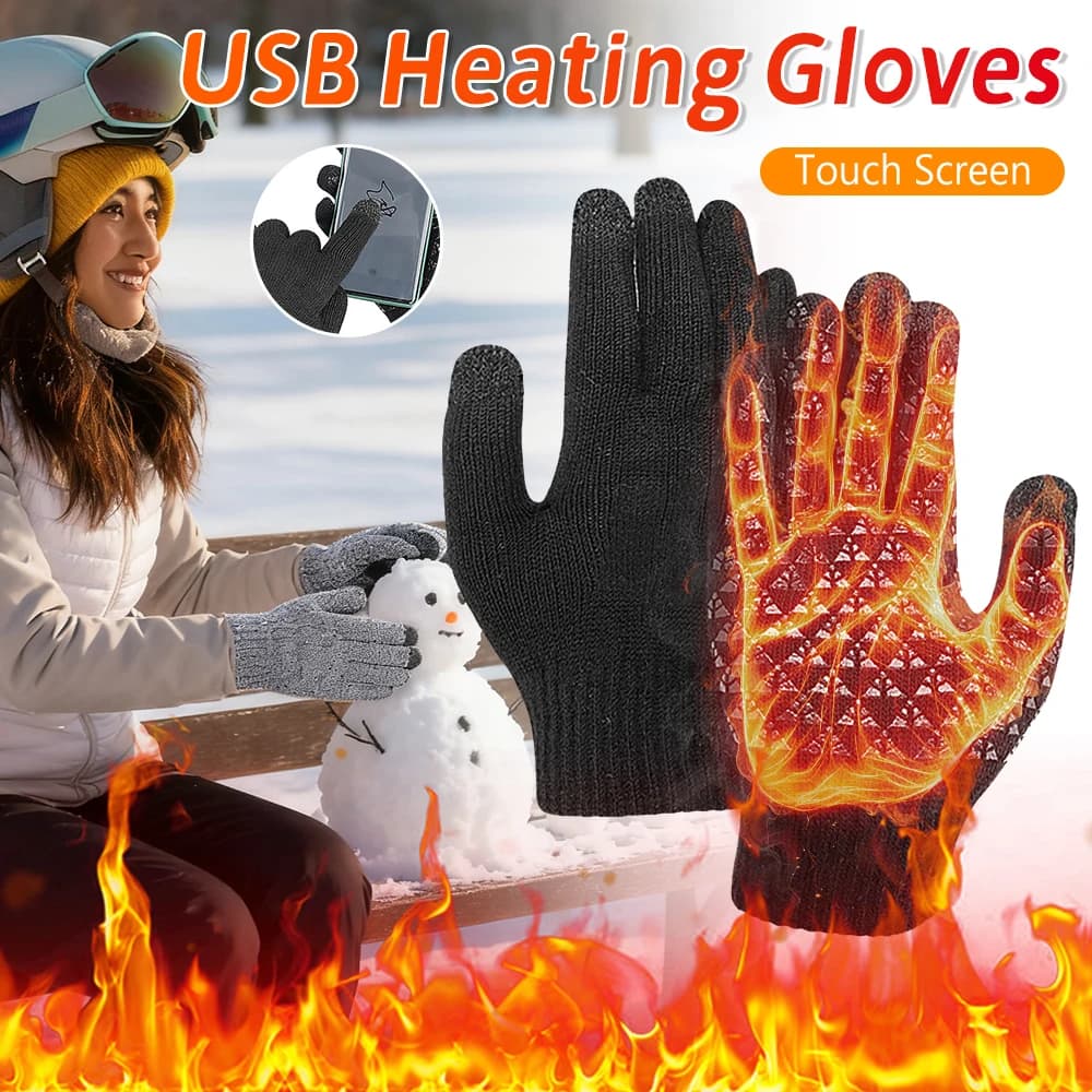 Guanti riscaldati da 5 V Guanti riscaldati da moto touch screen invernale Guanti termici riscaldanti ricaricabili USB caldi per motoslitta