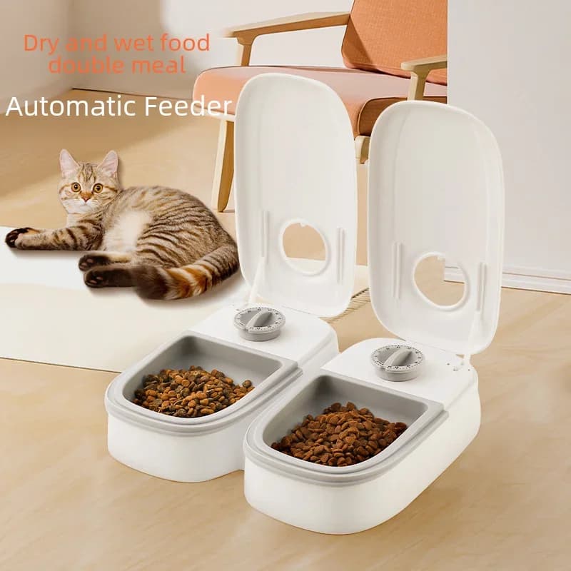 Ciotola per animali domestici Mangiatoia per gatti temporizzata intelligente Quantitativa Cibo umido e secco Separazione di pasti singoli Uso domestico Alimentazione automatica per cani e gatti