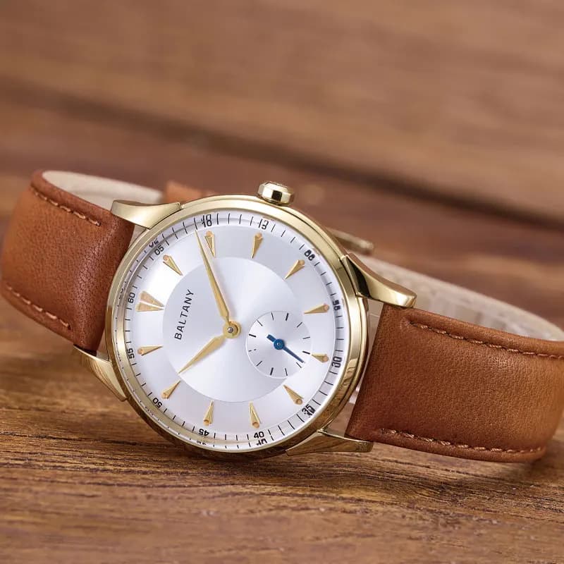 Baltany Orologio da uomo PIlot 38,5 mm Orologio da polso meccanico Zaffiro 50 m Impermeabile Piccolo secondo quadrante ST1701 ST1700