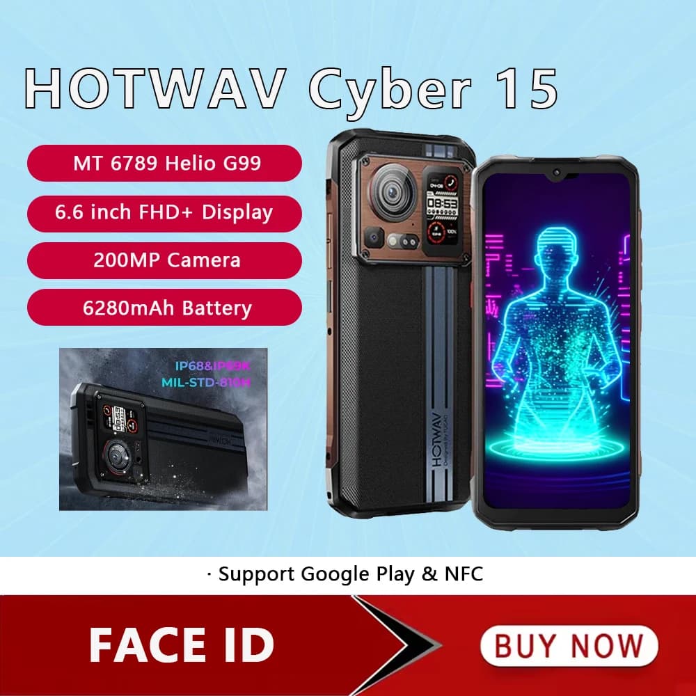 HOTWAV Cyber 15 Smartphone robusto Android Ultra-thn Telefono 200MP Fotocamera PixSmart G99 6.6'' FHD 120Hz 12GB 256GB 4G Smartphone NFC