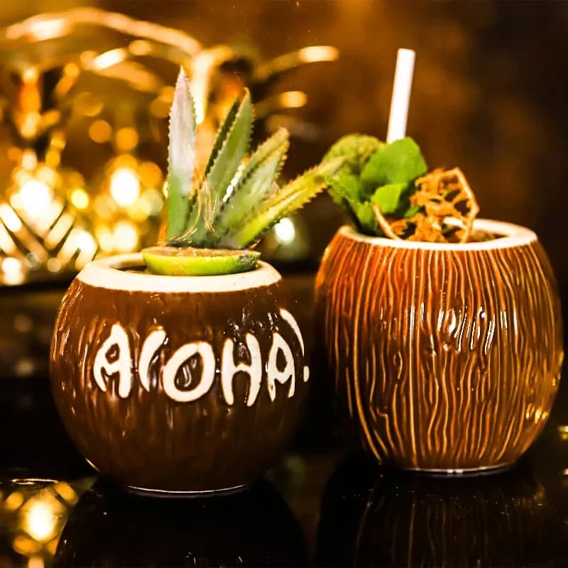 Hawaii Tiki Tazze Cocktail in ceramica Birra Vino Tazze per bevande Ottimo per la festa estiva Bicchieri Tazze per bevande decorative in stile tropicale
