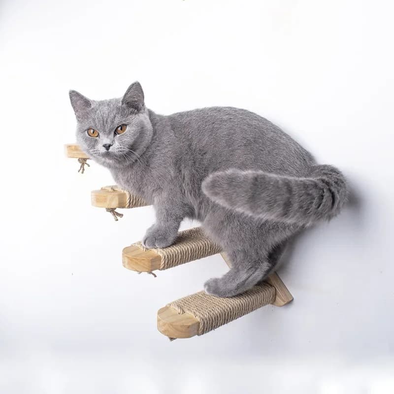Scale for cats in sisal rope Climbing frame for cats anti-slip Stairs for wood cats Step for cats Tiragraffi for jumping Platform Pet furniture