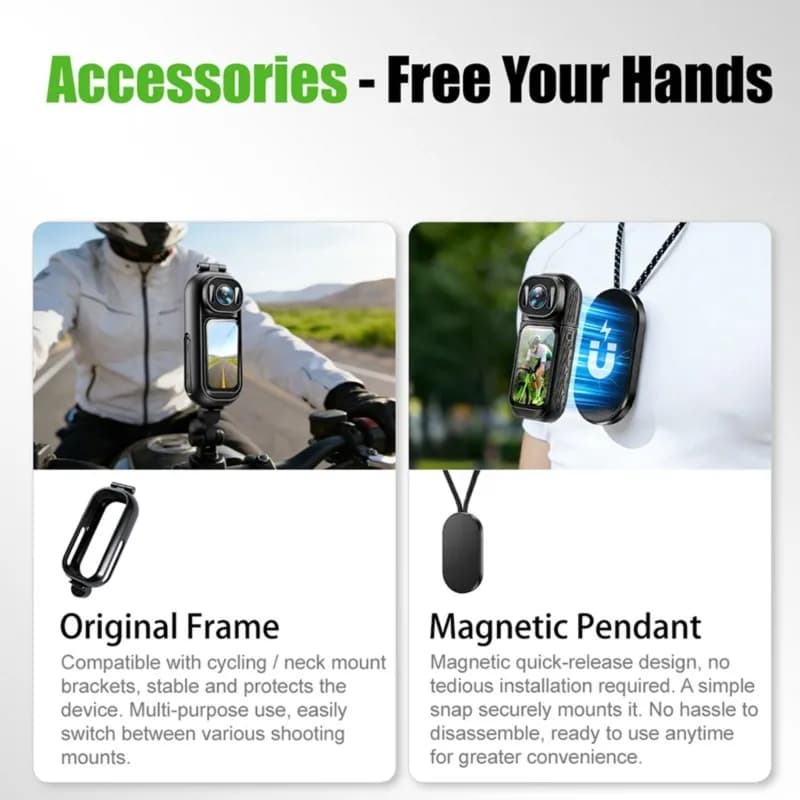 Videocamera Sportiva Vlog 2.7K Action Camera 180° ° Obiettivo Rotante con Visione Notturna, EIS Anti-Shake, Wi-Fi per Bici, Immersioni e Viaggi