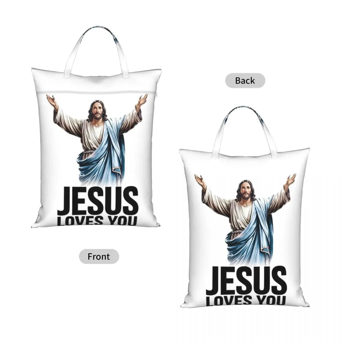 Jesus Loves You Travel Laundry Bag Waterproof Reusable Dirty Clothes Pouch Gym Yoga Vacation Washing Basket