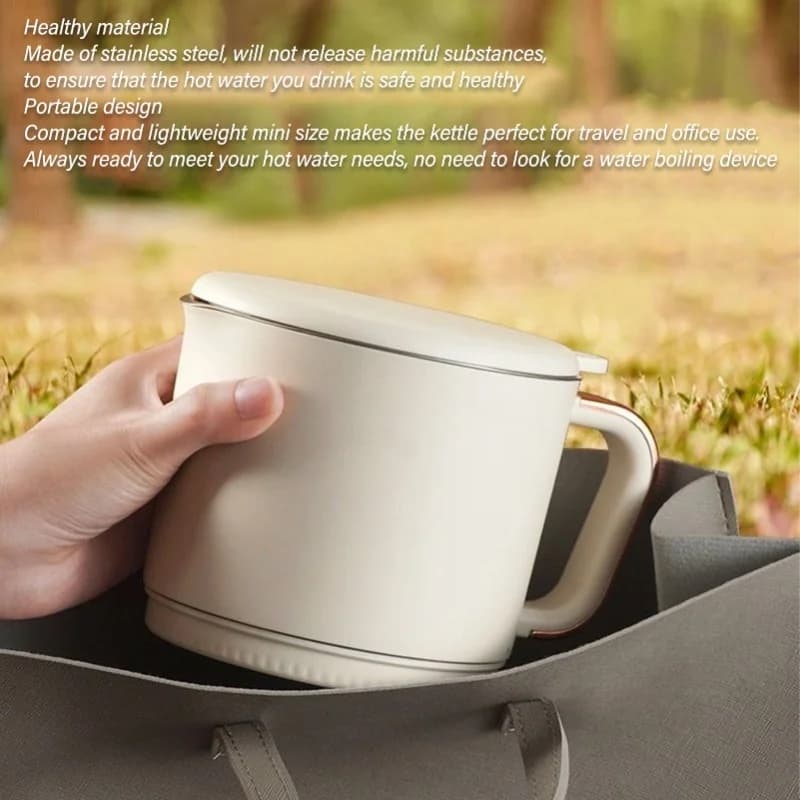 Bollitore Elettrico Portatile da 0,8L, 500W, Ebollizione Rapida con Base di Alimentazione Staccabile, Spegnimento Automatico di Sicurezza, Piccolo Bollitore da Viaggio
