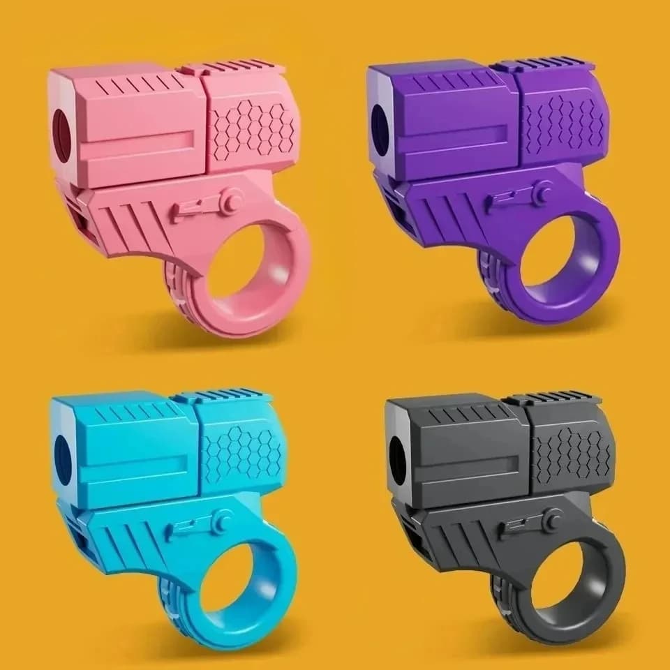Nuovo Mini Giocattolo Antistress con Espulsione Bossoli, Anello da Dito EDC a Forma di Pistola, Fidget Spinner per Alleviare Ansia e Stress