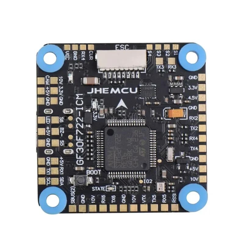 JHEMCU GF30 F722 Flight Controller with OSD Barometer, Double BEC 5V 10V for FPV Freestyle drones and 3-8S Digital drones