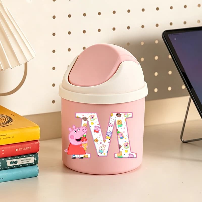 Cestino per Rifiuti Peppa Pig per Ragazze, Simpatico Contenitore con Lettere A-Z, Bidone per Scuola, Organizzatore da Scrivania, Cestino per Carta, Regalo per Bambini