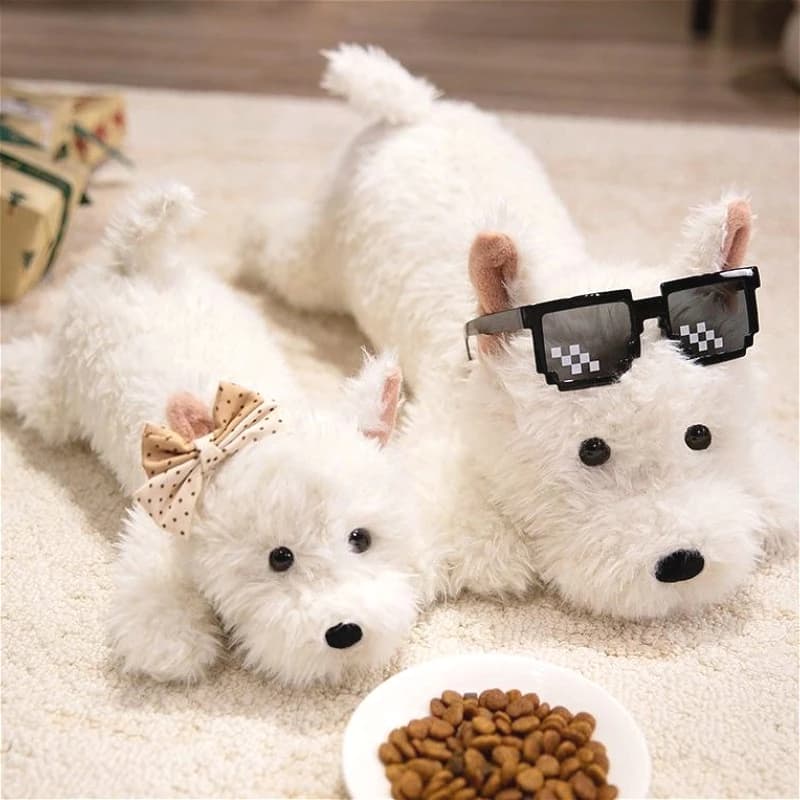 Fluffy West Highland Dog White Terrier Peluche Morbido cucciolo di peluche Farcito Realistico Animale Bambola Cuscino Regali di compleanno per bambini