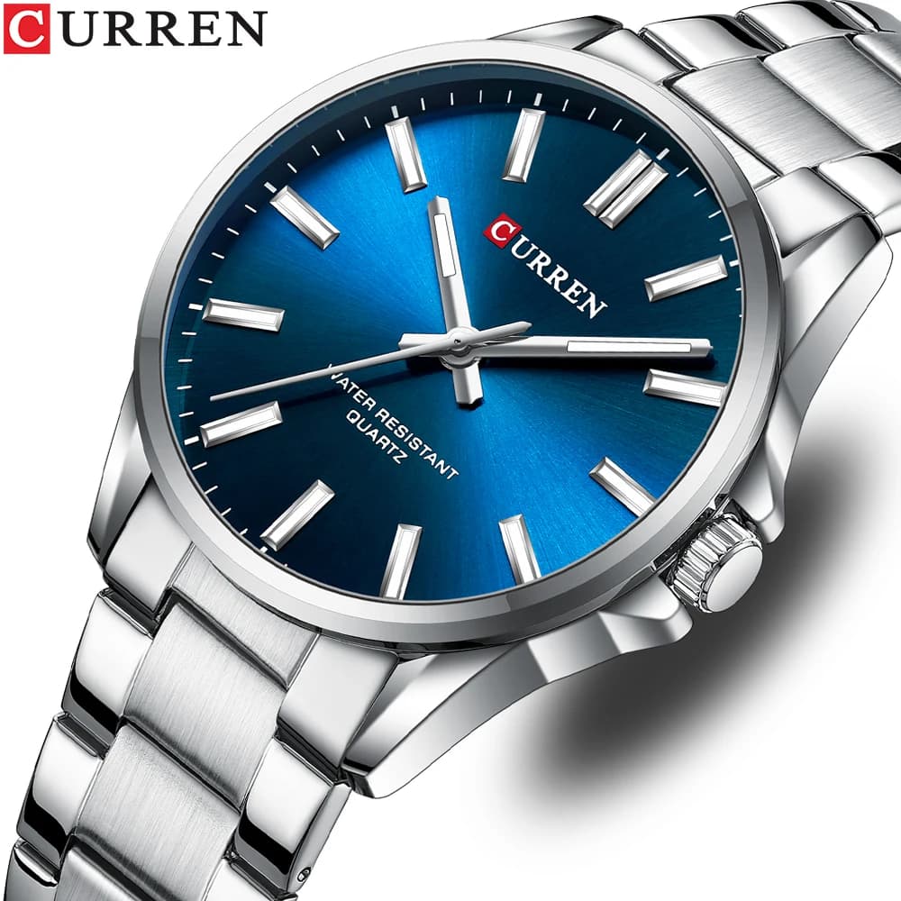 CURREN Men's Brand Classic Fashion Watches Quartz Wristwatches with bright work hands with stainless steel strap