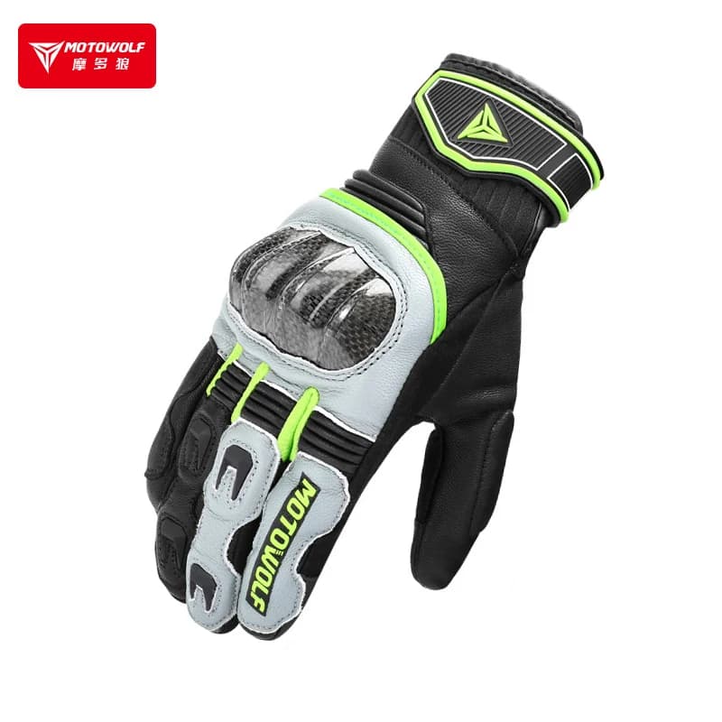 Women's Leather Motorcycle Gloves Carbon Fiber High Quality Winter Cycling Gloves ATV Full Finger Touch Screen