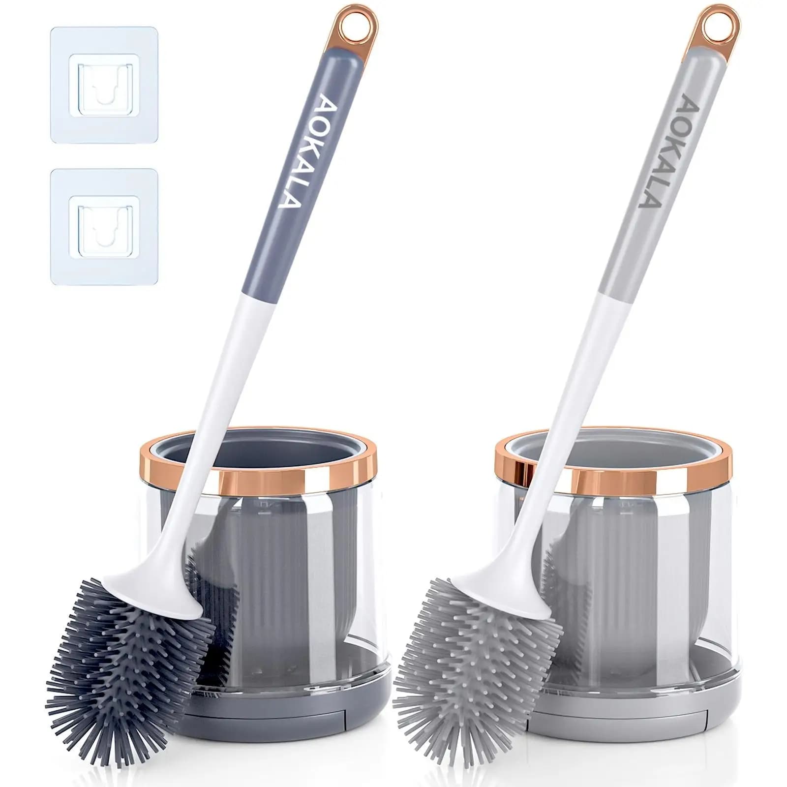Set Porta Spazzolino WC in Silicone, Strumento per la Pulizia del Bagno, Spazzola Morbida per WC, Prodotti per la Cura Personale Domestica