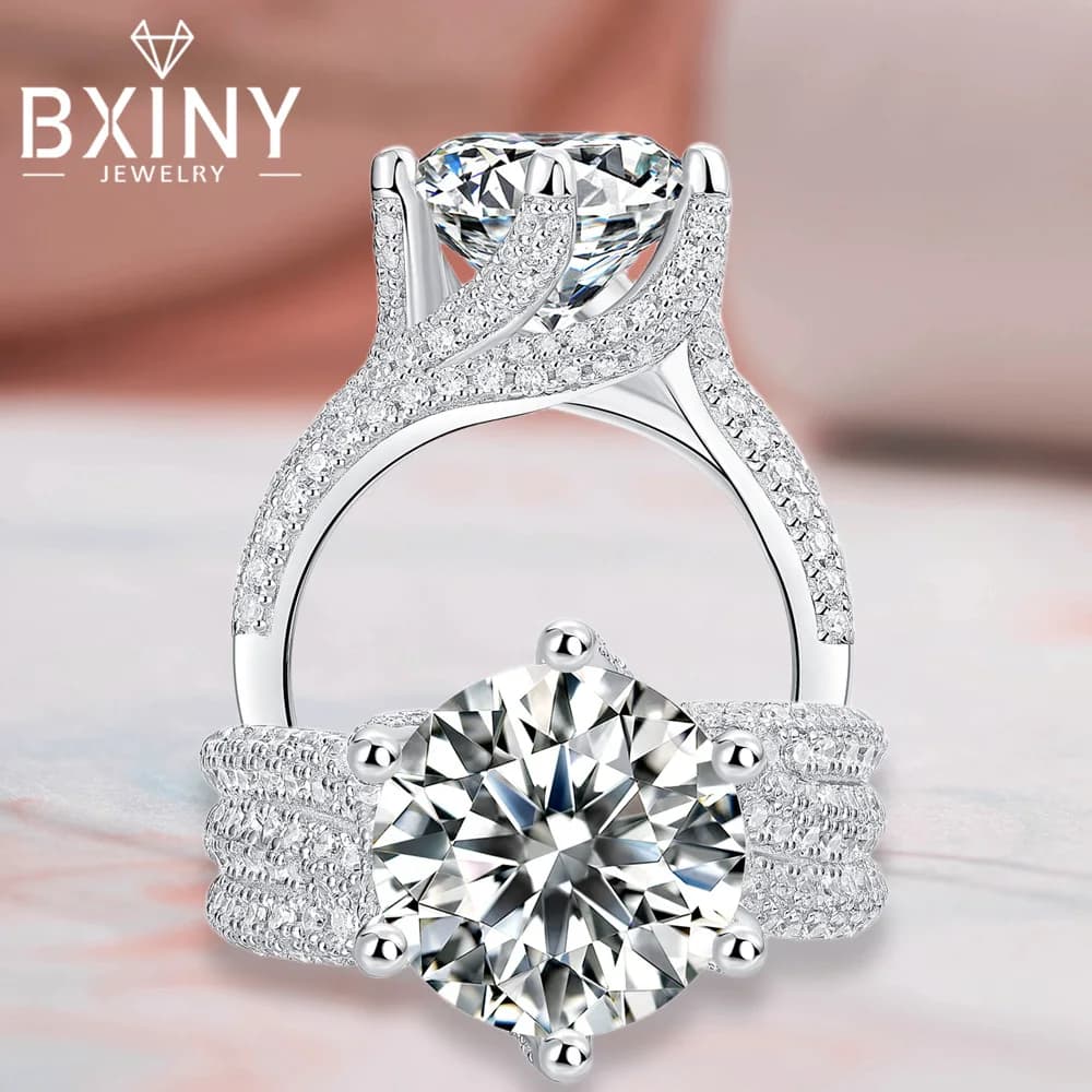 BXINY Luxury 3/5CT Moissanite Rings S925 Silver for Women GRA Certified Lab Diamonds Engagement Wedding Bands Gifts Fine Jewelry