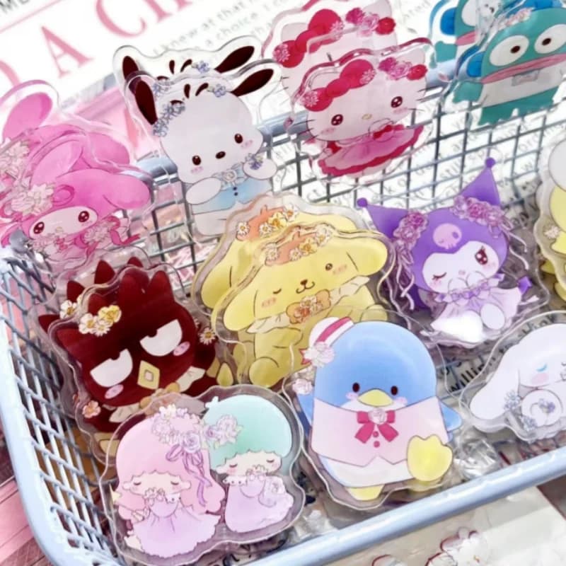 48 Pezzi/Lotto Clip Acriliche Sanrio Kuromi Melody Kitty, Decorazioni Carine per Foto, Fai-da-Te, Appunti, Graffette per Ufficio e Scuola