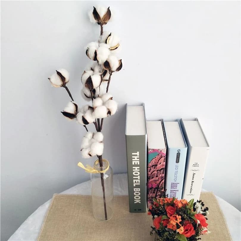 1/2pcs Natural Cotton Artificial Plants Flower Branch Wedding Festivals Parties Flower Garland Vase Home Dining Table Decoration