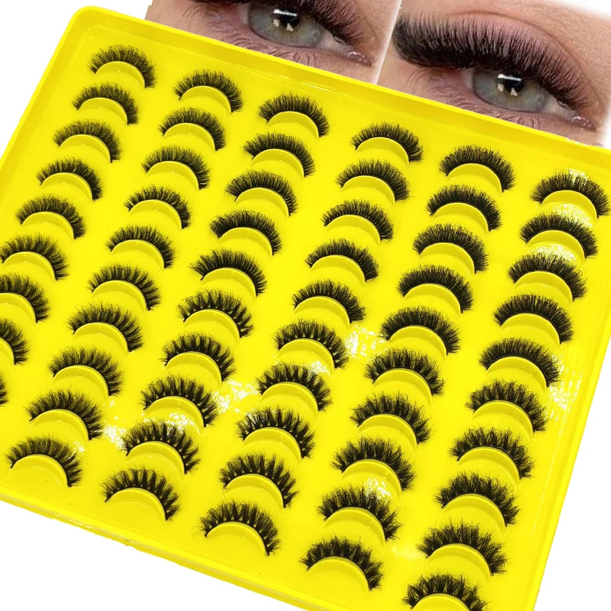 40/30 Paia di Ciglia Finte Effetto Occhio di Gatto, Ciglia Finte 7D Voluminose, Ciglia Finte a Striscia D Curl Drammatiche e Spesse, Ciglia Finte in Visone Sintetico