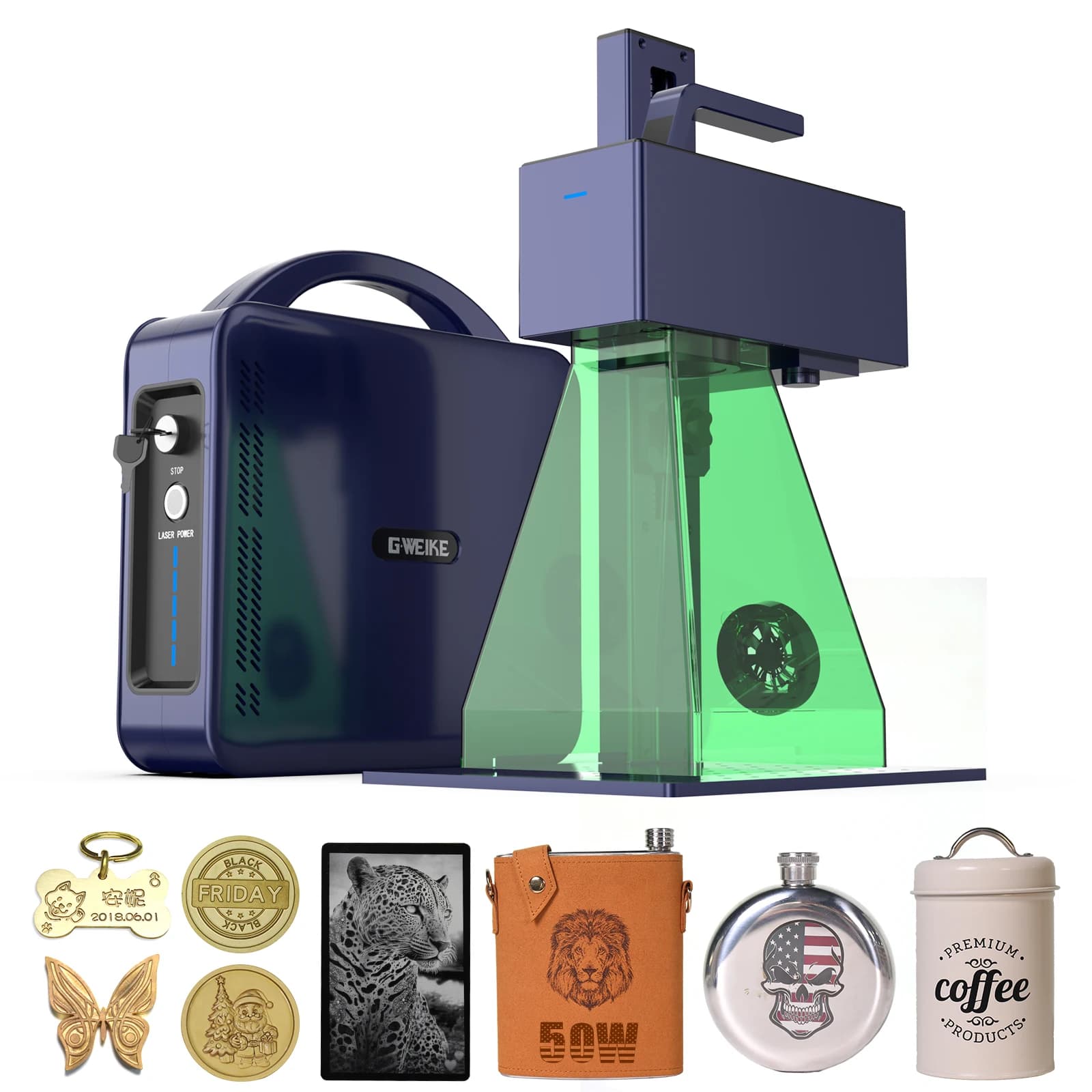 Incisore Laser a Fibra GWEIKE G2 Max 50W con Incisione 3D e Profonda, Macchina per Incisione Laser Veloce 15000mm/s
