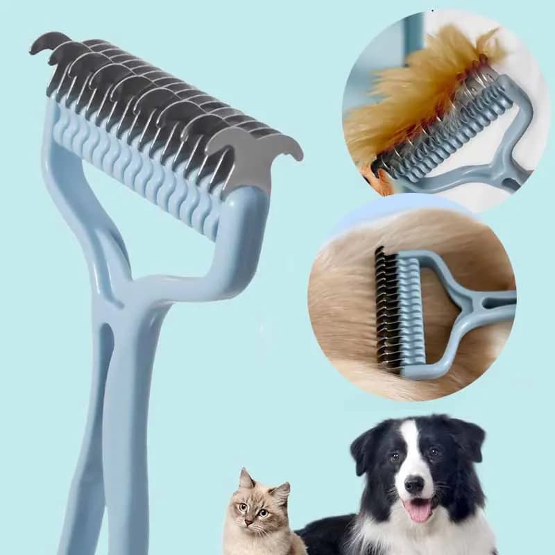 Spazzola per gatti Pettine per nodi per animali domestici 2 in 1 Cani Pelliccia per gatti Taglierina per nodi Animali domestici Pettine per rimozione peli Strumenti per la cura del cane Prodotti per la pulizia degli animali domestici