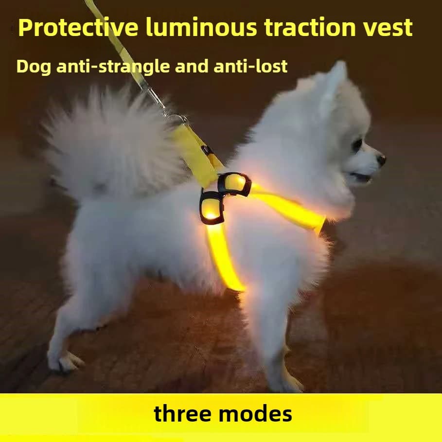 Forniture per animali domestici luminose per esterni Pettorina per cani luminosa a LED Traction per cani di grandi dimensioni Forniture per passeggiate per cani per evitare di smarrare Nuovo