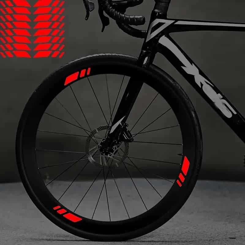 1SET Adesivi in vinile impermeabili per cerchioni di biciclette - Decalcomanie multicolori rosse/bianche/olografiche per la decorazione delle ruote di biciclette