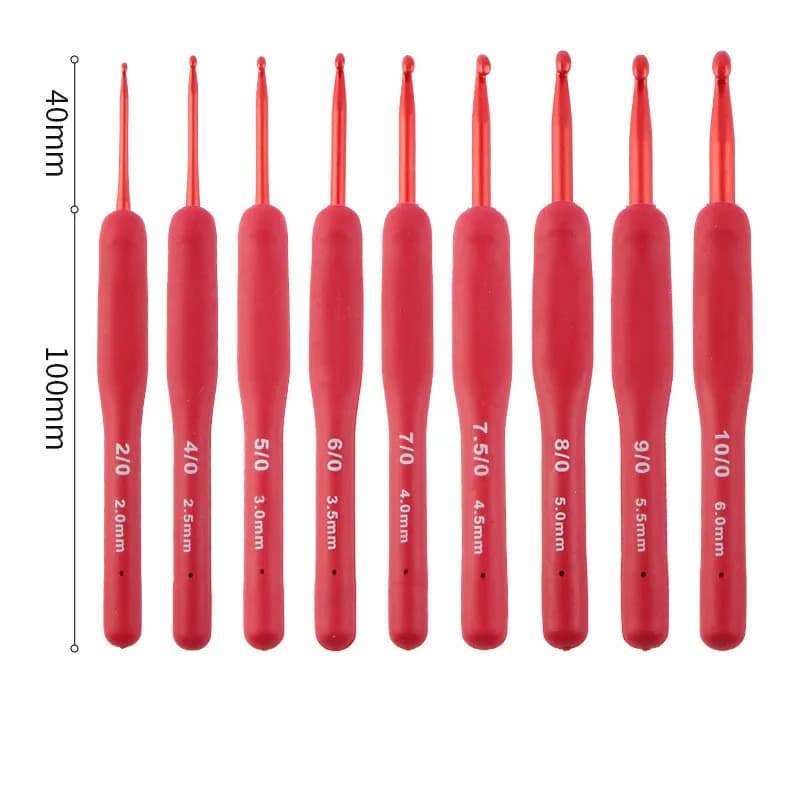 Set di uncinetti in silicone Manico ad ago Alluminio smerigliato Fatto a mano Fai da te Testa di uncinetto Tessitura di maglioni all'uncinetto