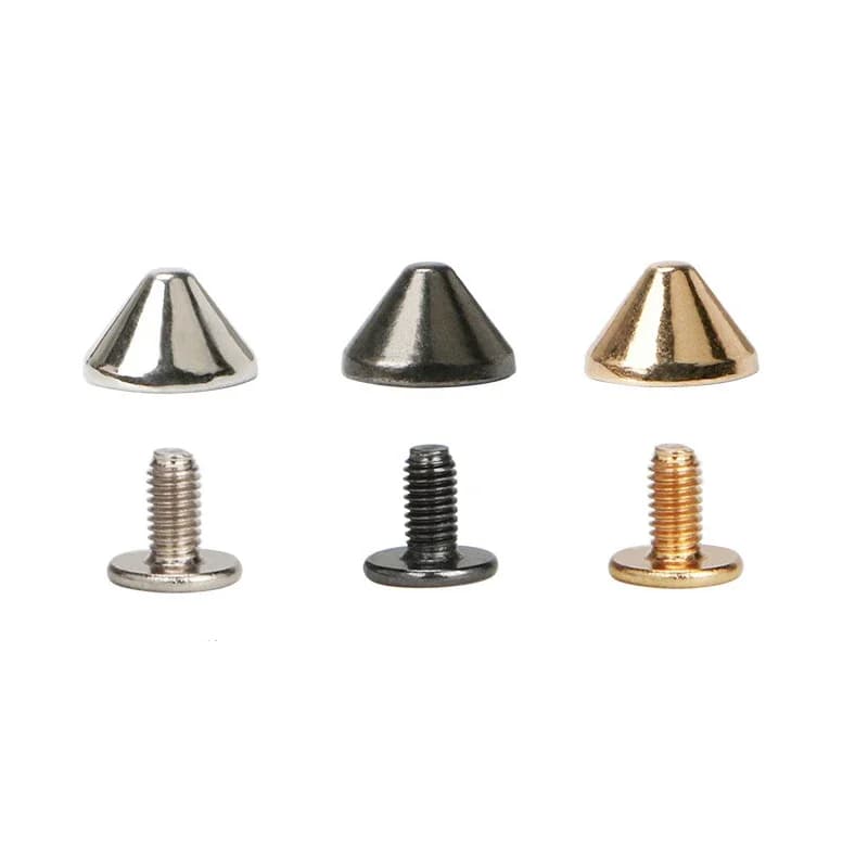 100 set 9 * 6mm macchie a cono metallo punk punta rivetti artigianali in pelle punte di proiettile rivetti per scarpe collare