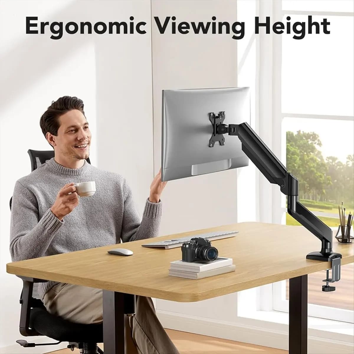 BaoBao - Single monitor support for 13 inch-32 inch screens up to 22 pounds, height adjustable monitor arm, home office monitor support