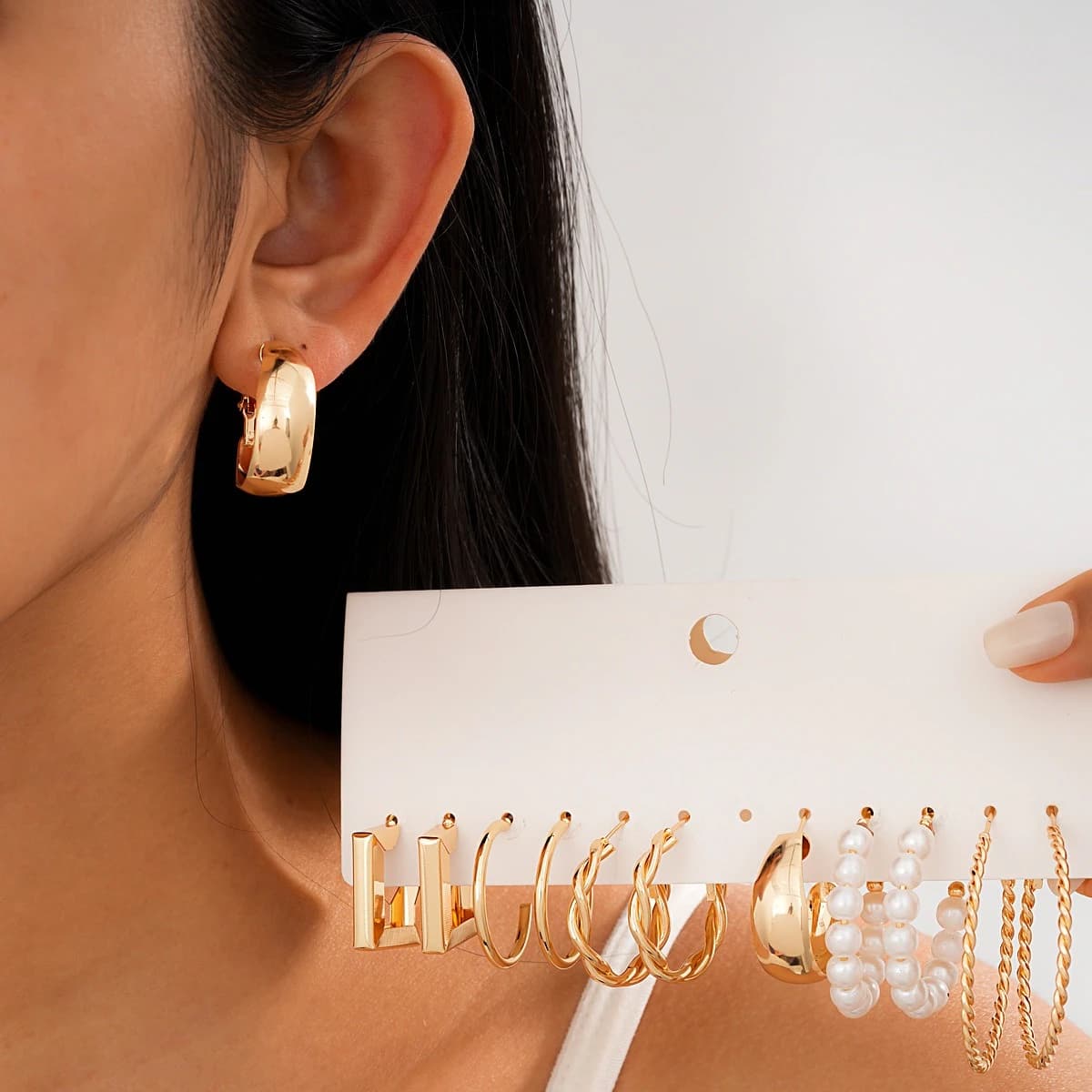 12 pezzi/set minimalista Europa e America orecchini a cerchio metallici per donna uomo punk intrecciati rotondi geometrici fibbie per le orecchie festa