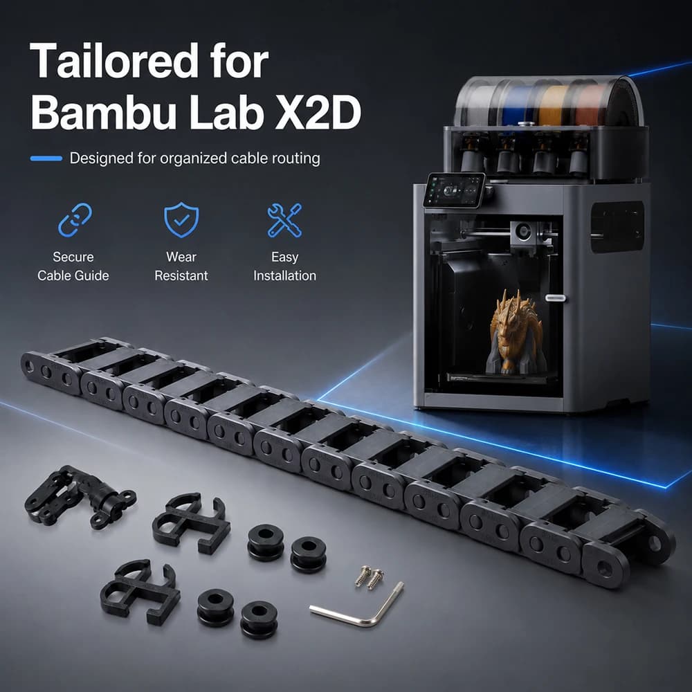 For Bambu Lab X2D Drag Chain Kit Organized Routing And Easy To Install Drag Chain Kit For Bambu X2D 3D Printer Accessories