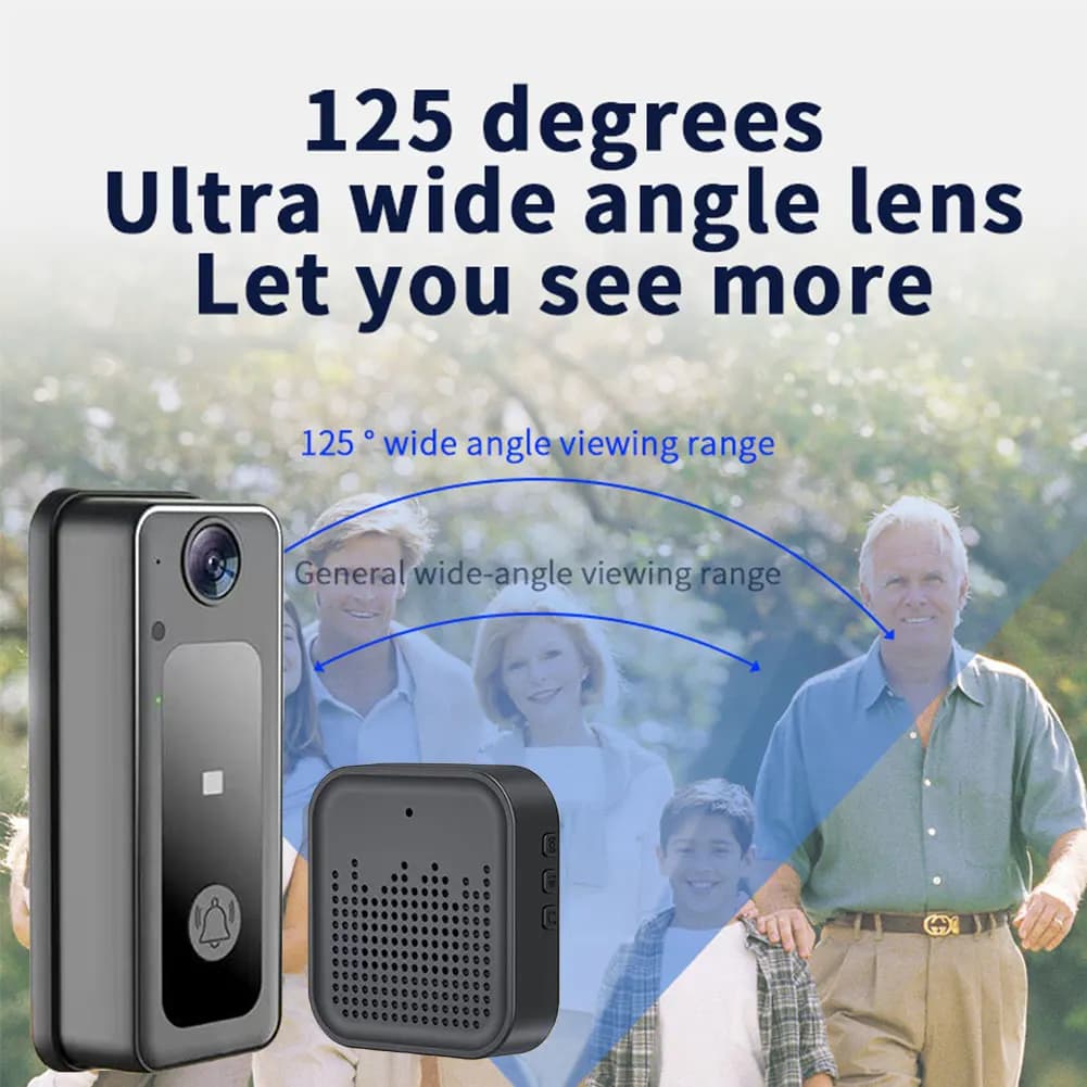 Campanello Wireless per Telefono con Audio Bidirezionale, Videocitofono Intelligente Mini, Alimentato a Batteria, Immagine HD 1080p in Tempo Reale, Telecamera di Sicurezza Domestica