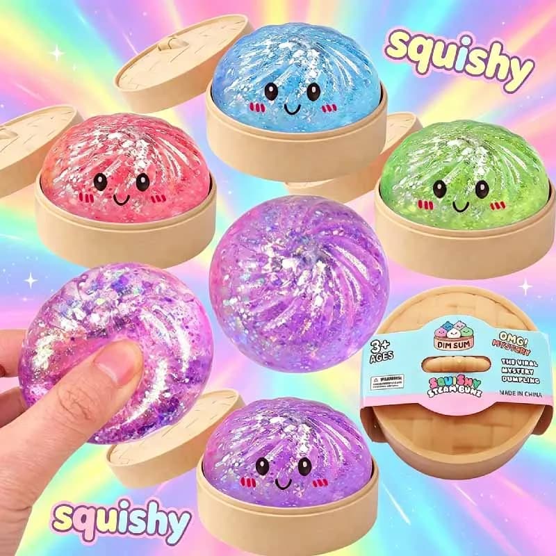Glitter Dumpling Squishy ULTRA RARE Gold Glitter Hidden Edition Dumplings Sensory Steamer Soft TPR Dough Ball Stress Relief toys