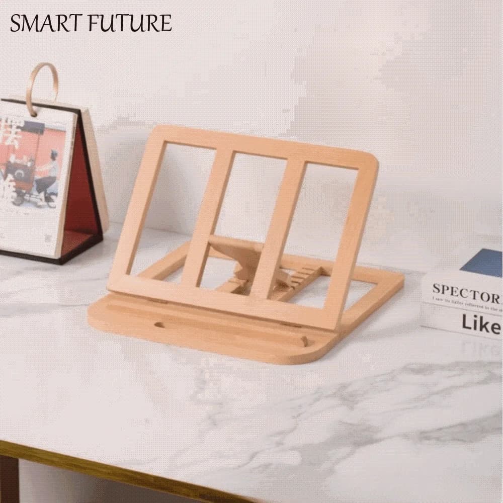 Supporto per Lettura Regolabile in Legno con Fessure di Ventilazione per Dissipazione del Calore, Libreria per Bambini, Design Pieghevole, Supporto per Notebook