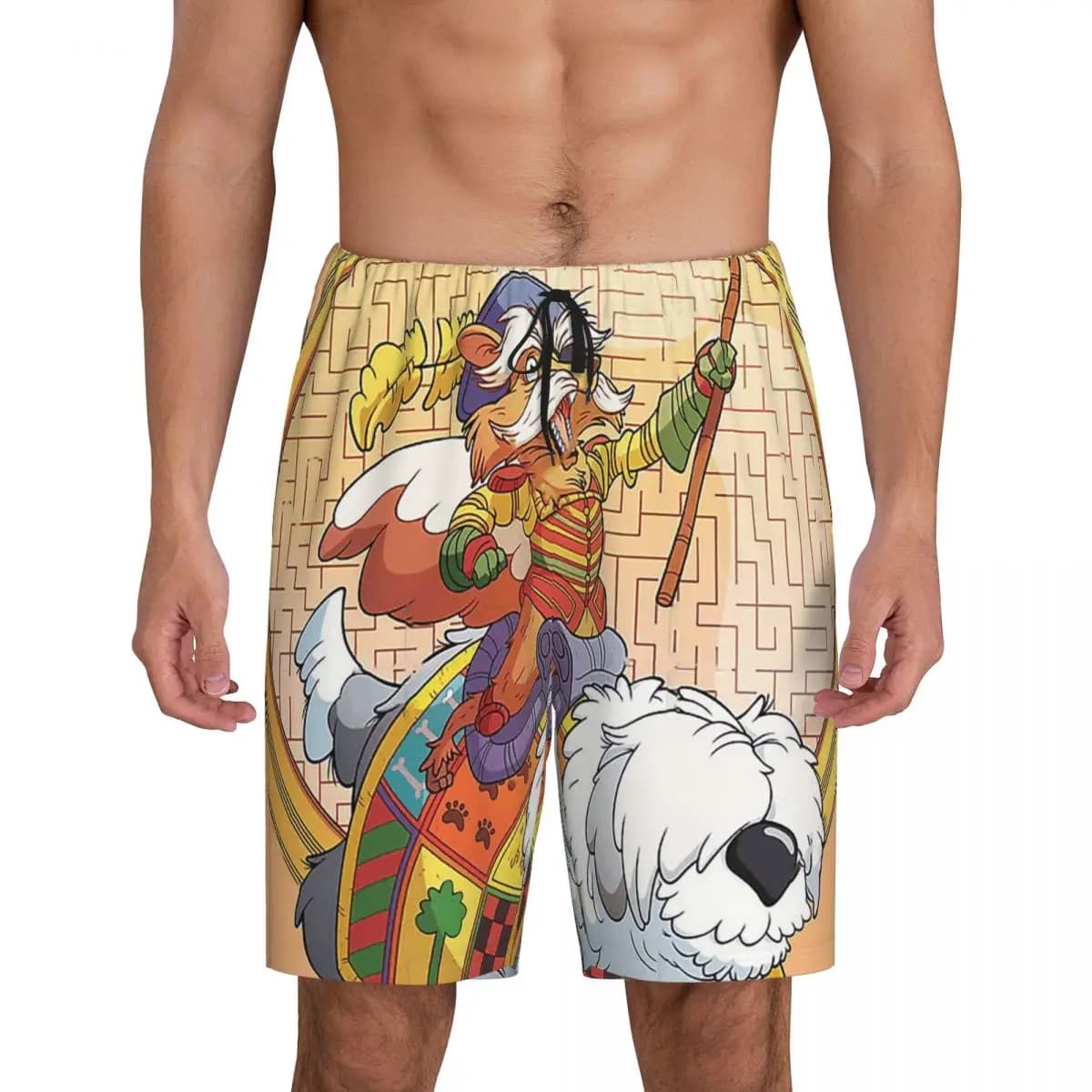 Custom Labyrinth, David Bowie, Jim Henson, Sir Didymus Pantaloni corti da pigiama da uomo, pantaloni corti da notte, pantaloni da notte