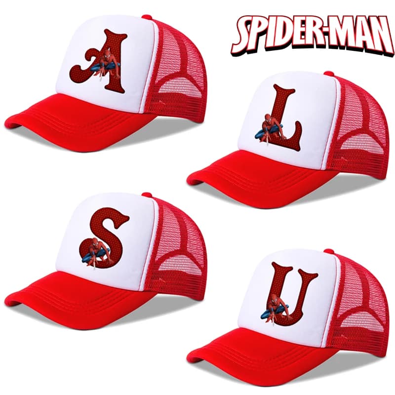 Cappellini da Baseball per Bambini Spiderman, Cappello con Stampa di Lettere Cartoon, Cappello Sportivo Casual da Sole per Ragazzi, Cappellino Regolabile con Visiera, Regali di Compleanno per Bambini