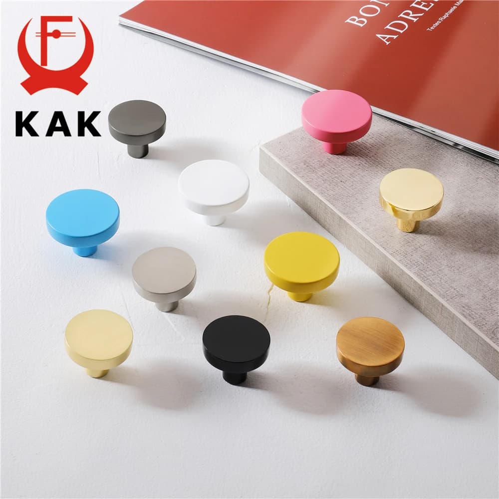 KAK Manopole per mobili dorate Maniglie da cucina nere Manopole per mobili colorate in lega di zinco per la camera dei bambini Maniglie per porte dell'armadio da 30 mm Hardware