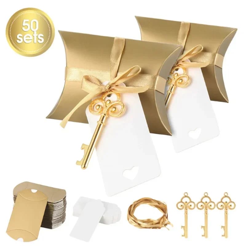 50 pezzi di scatole di caramelle apribottiglie chiave apribottiglie bomboniere regalo per feste di matrimonio feste per bambini regali di Natale