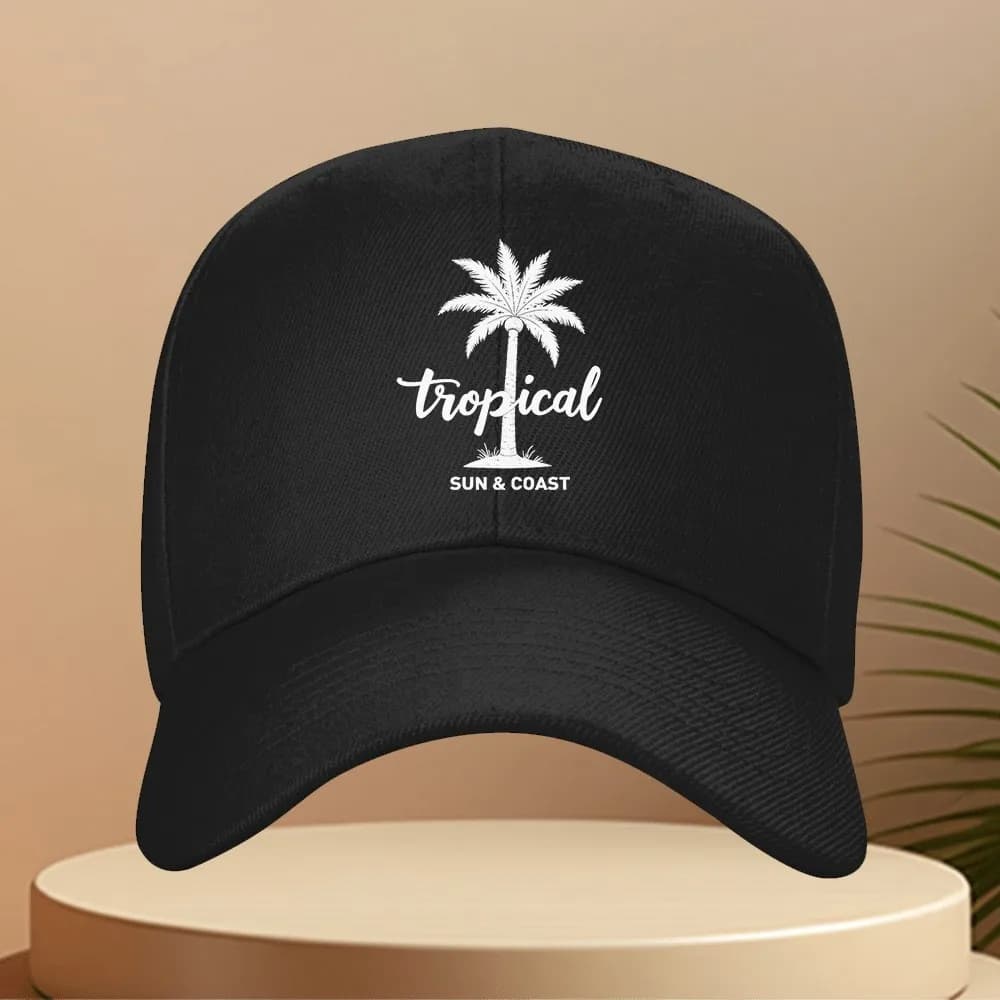 Cappellino da baseball con palma tropicale, unisex, regolabile, per sole e spiaggia, casual, in poliestere