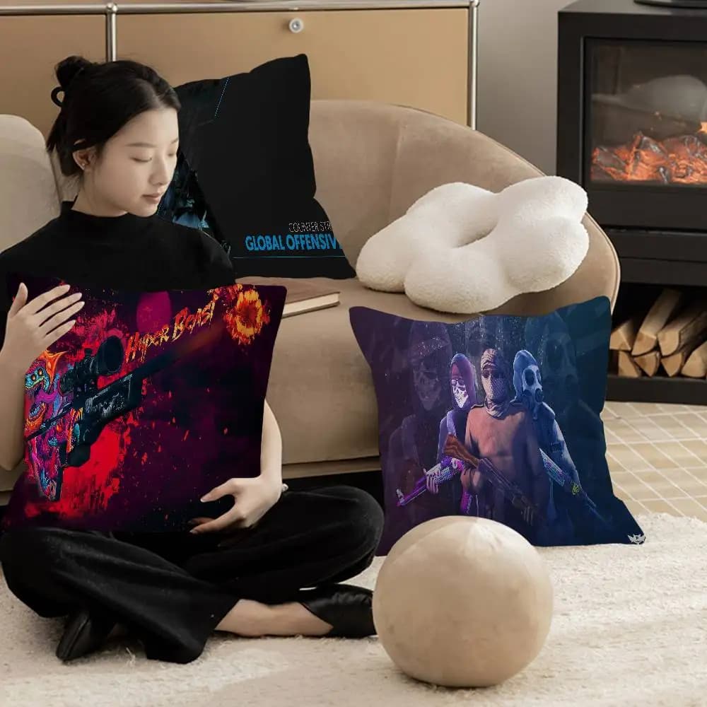 Cuscini decorativi per la casa con immagine e testo personalizzati Hot Game Cs Go, regali per la casa, 45x45 cm