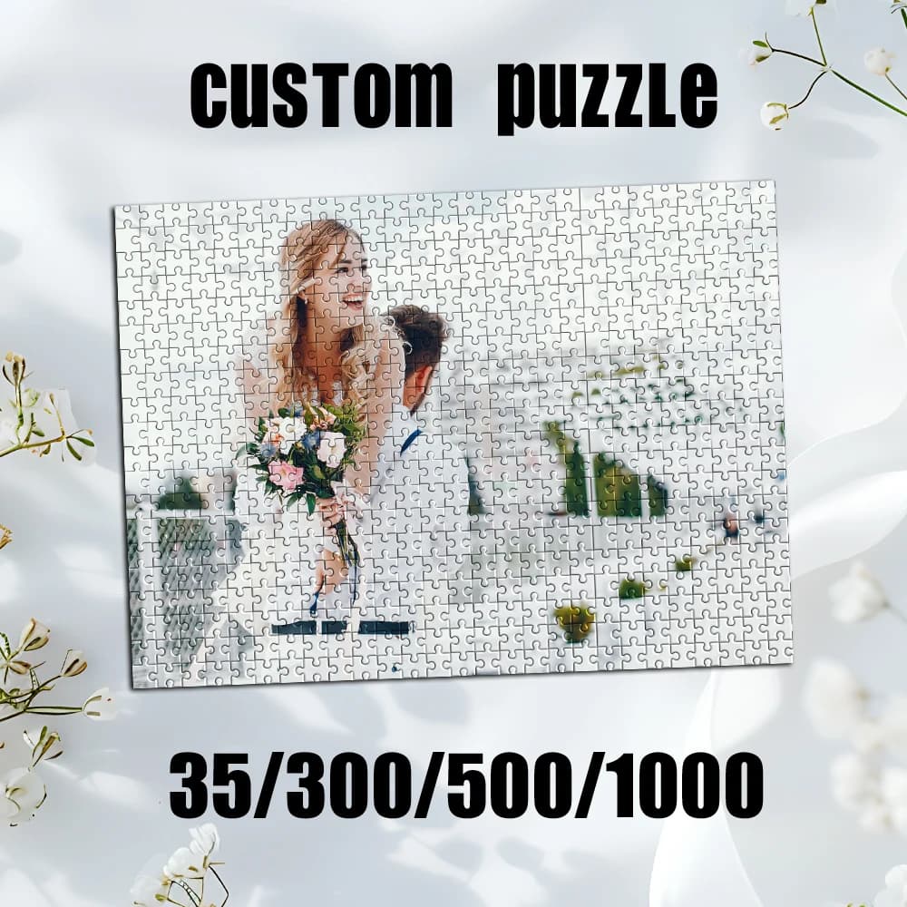 Puzzle Personalizzato con Foto 35/300/500/1000 Pezzi, Puzzle Nuziale Personalizzabile Fai-da-Te, Regalo di Compleanno Fatto a Mano