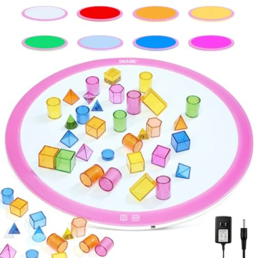 Tavoletta Luminosa LED RGB da 19,6 Pollici per Disegno, Animazione, Stencil e Apprendimento con Piastrelle Magnetiche, 8 Colori, 3 Livelli di Luminosità