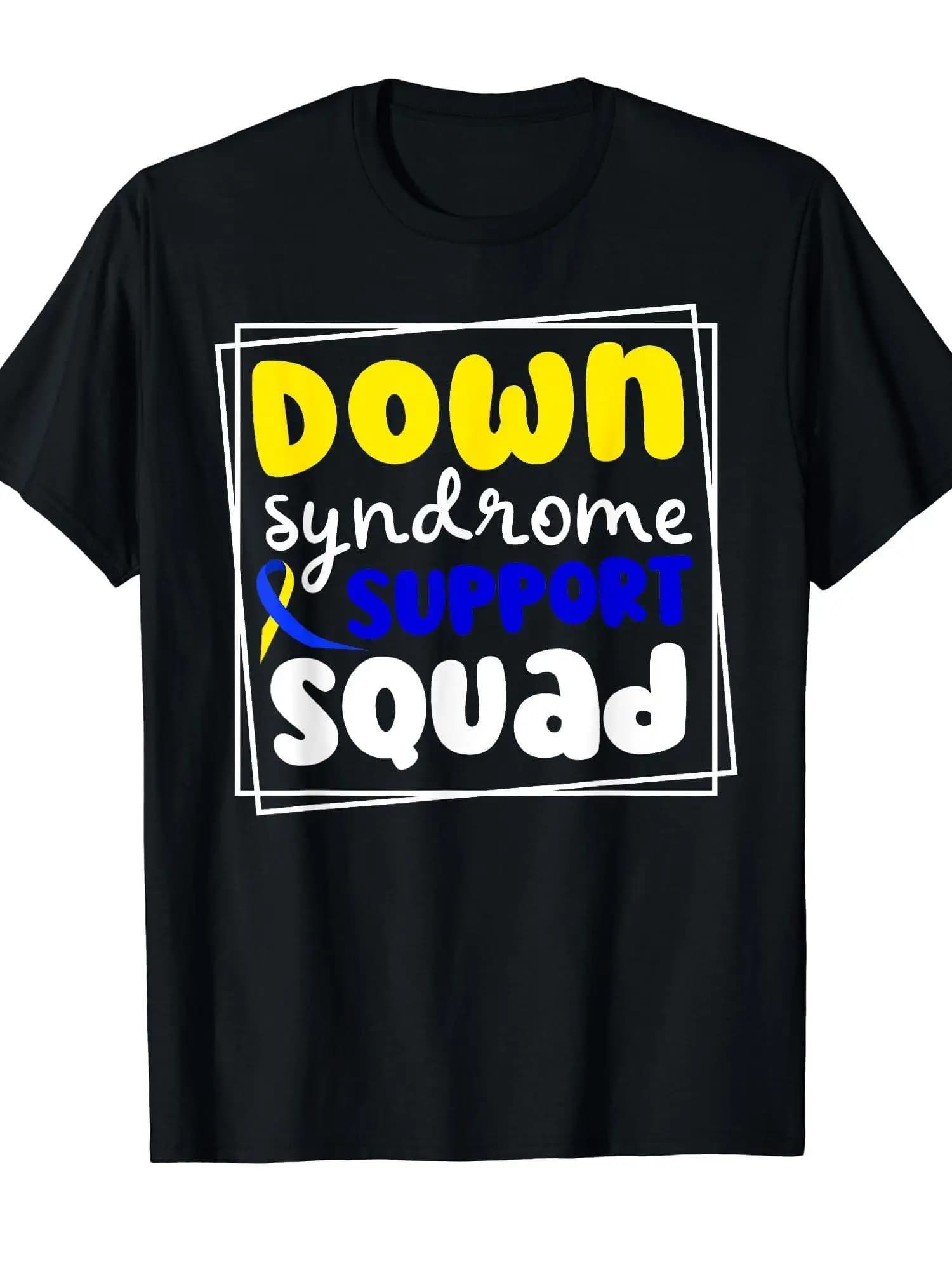 T-shirt Uomo 2026 per la Consapevolezza sul Sindrome - Grafica Oversize con Nastro Trisomia 21 e Squadra/Supporto per il Sindrome, in Tessuto Pesante 180gsm